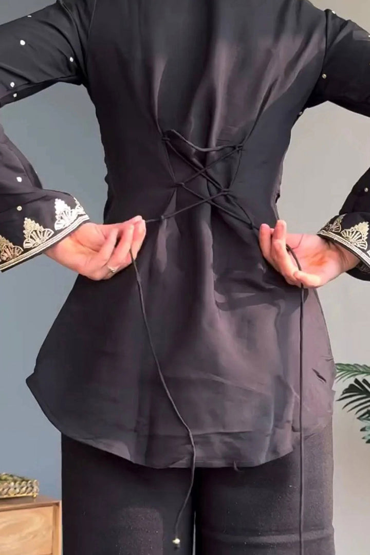 Crepe Fabric Black Readymade Palazzo Suit | Buy Online India