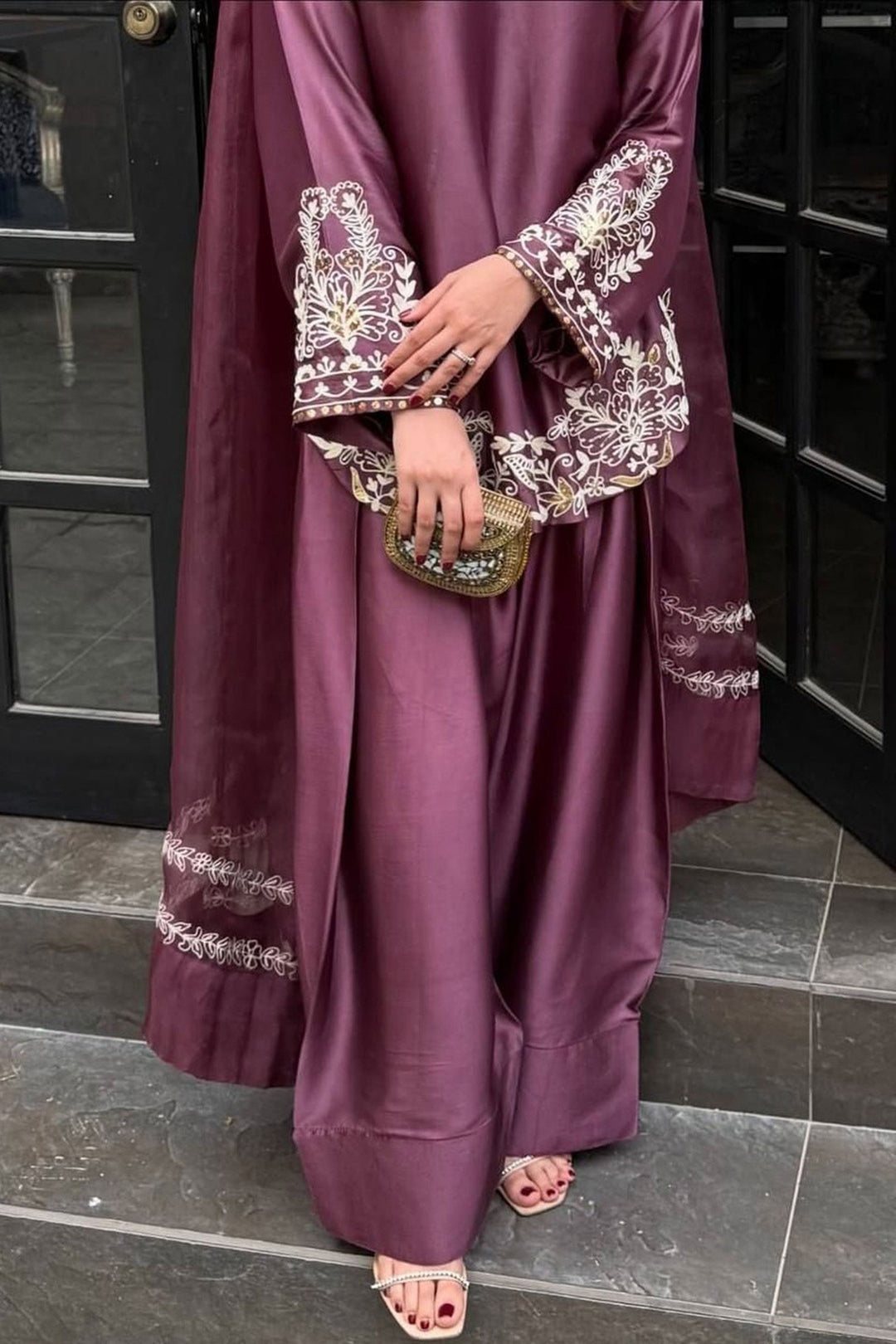 Graceful Wine Color Crepe Fabric Readymade Patiala Suit | Buy Online India
