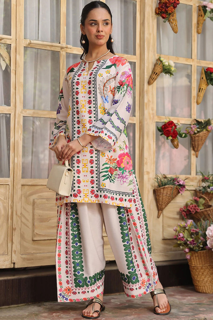Rayon Off White Color Readymade Co Ord Set
