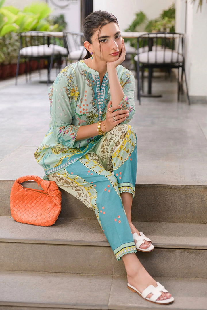 Readymade Rayon Co Ord Set In Sky Blue Color