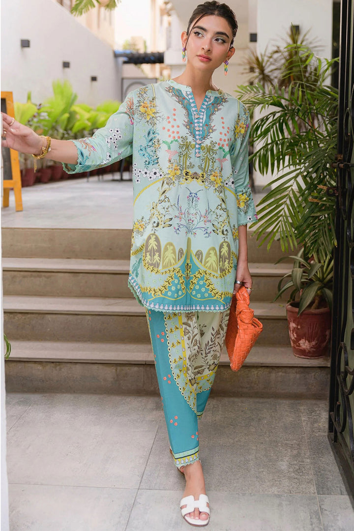 Readymade Rayon Co Ord Set In Sky Blue Color