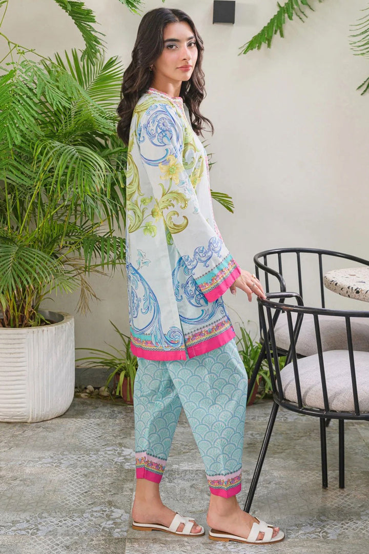 Sky Blue Color Rayon Printed Readymade Co Ord Set