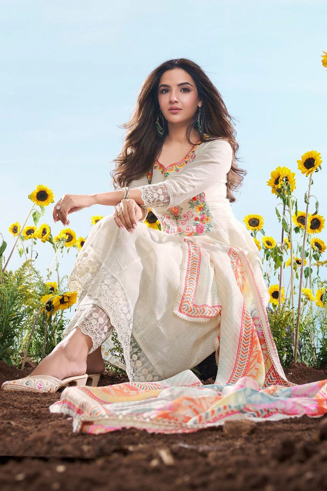 Excellent Cotton Off White Color Readymade Suit