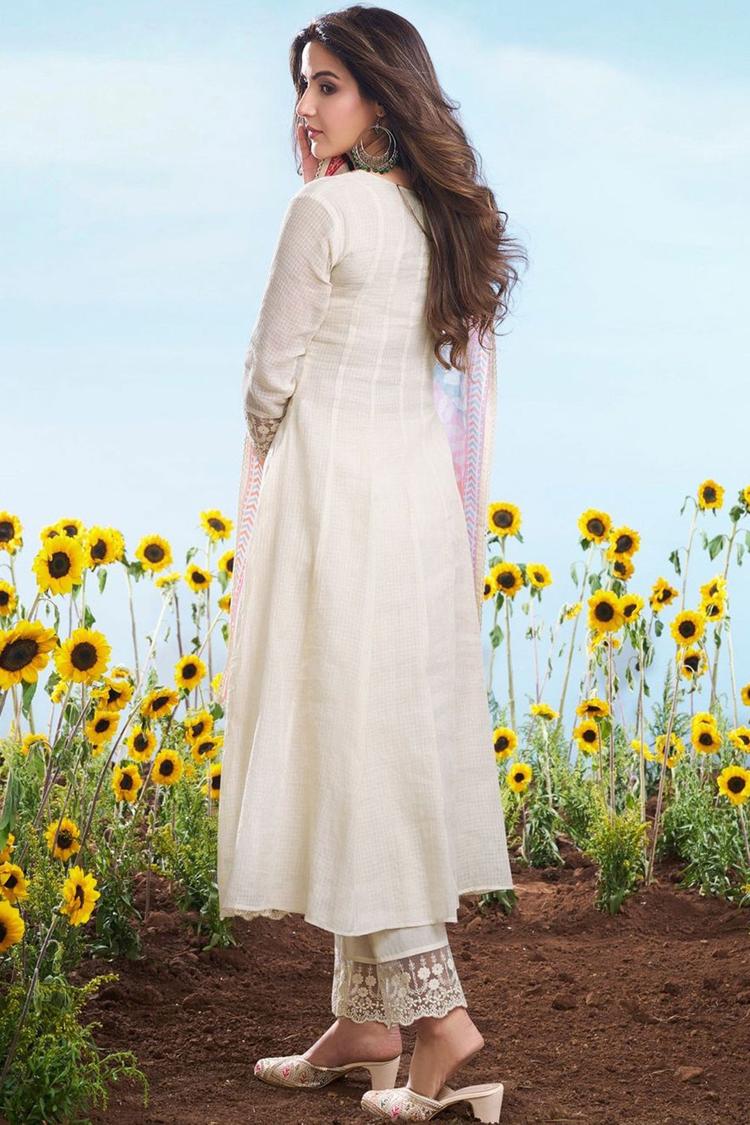 Excellent Cotton Off White Color Readymade Suit