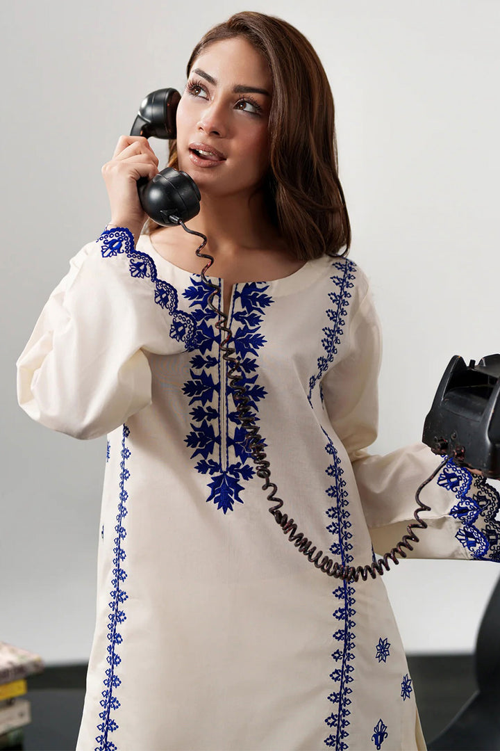 Chanderi Silk Cream Color Readymade Kurti With Pant | Buy Online India