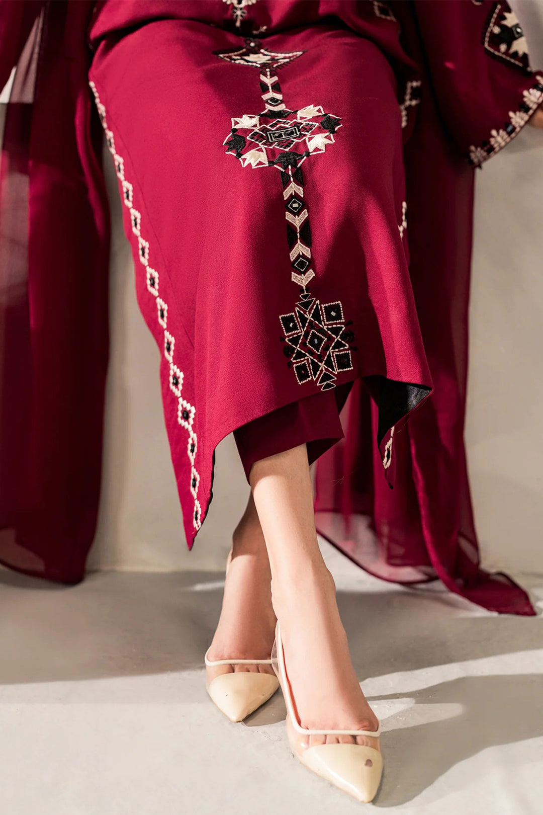 Red Chanderi Silk Readymade Salwar Suit | Buy Online India