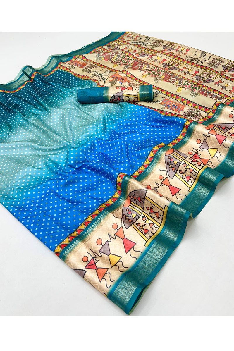 Amazing Zari Border Work On Multi Color Soft Silk Saree