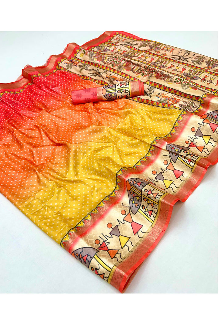 Multi Color Zari Border Work On Soft Silk Chic Saree