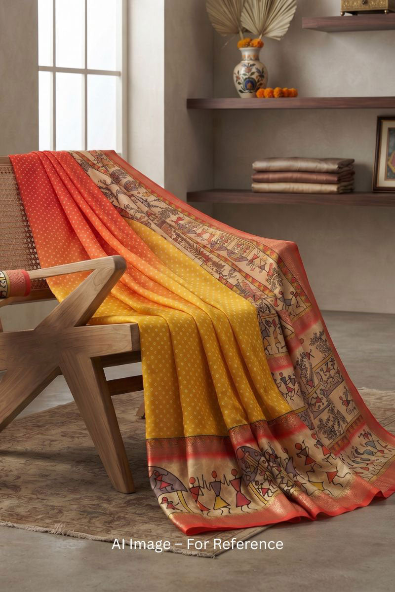 Multi Color Zari Border Work On Soft Silk Chic Saree | Buy Online India