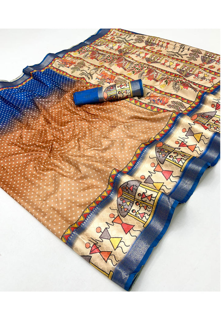 Soothing Zari Border Work On Multi Color Soft Silk Saree