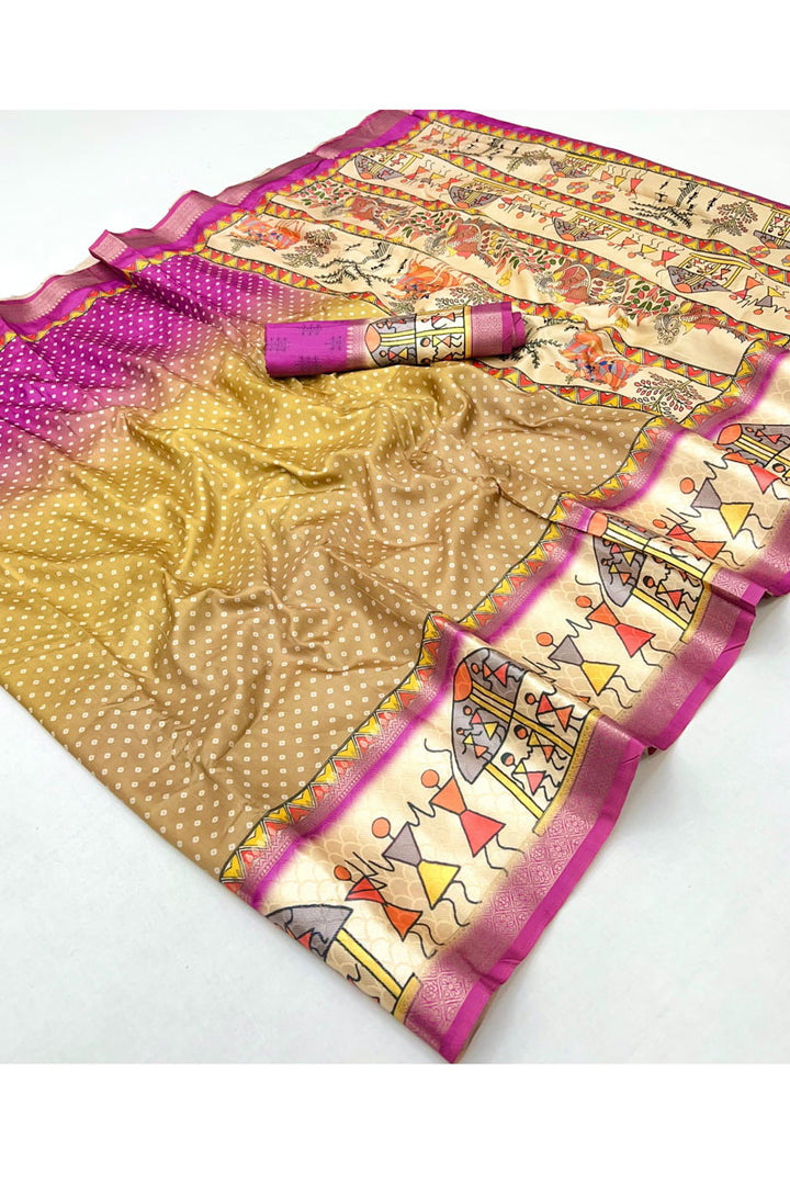Graceful Soft Silk Multi Color Saree With Zari Border Work | Buy Online India