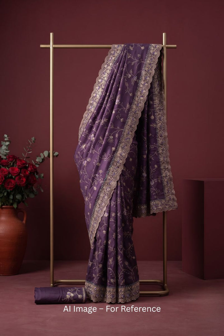 Function Wear Fancy Fabric Saree In Lavender Color