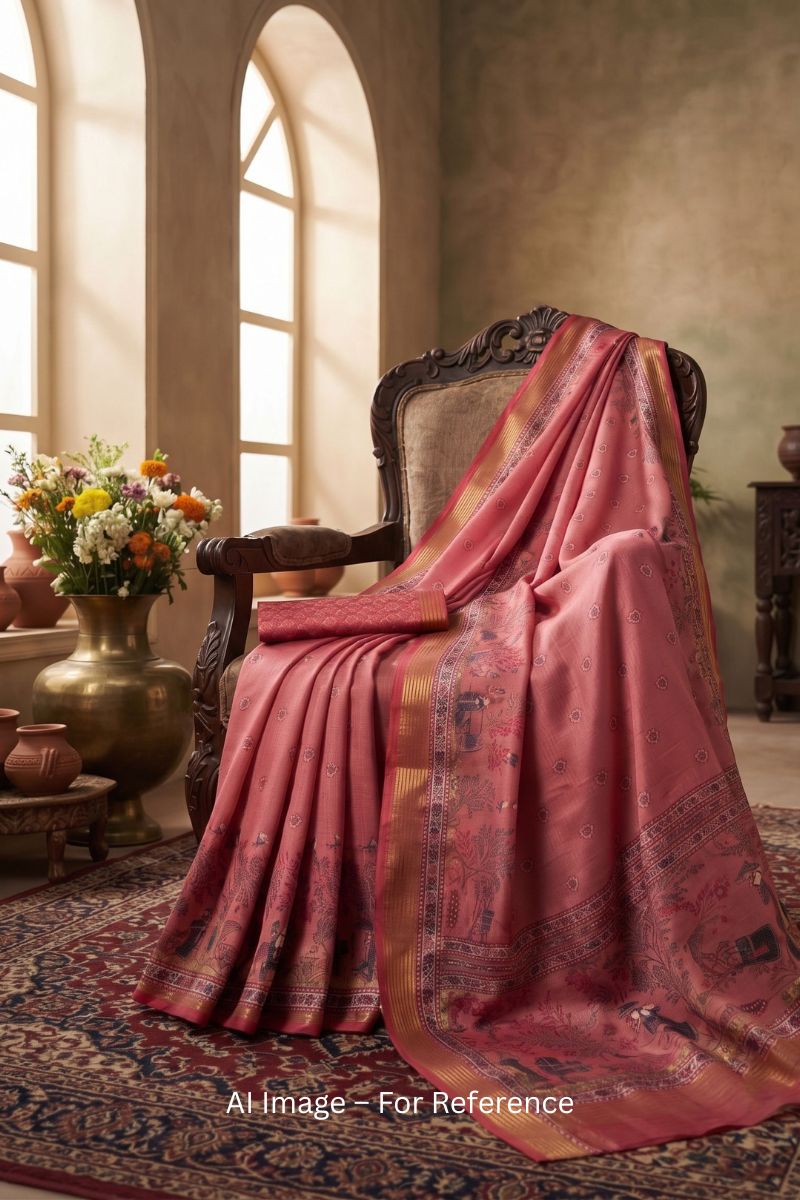 Art Silk Pink Beatific Digital Printed Saree