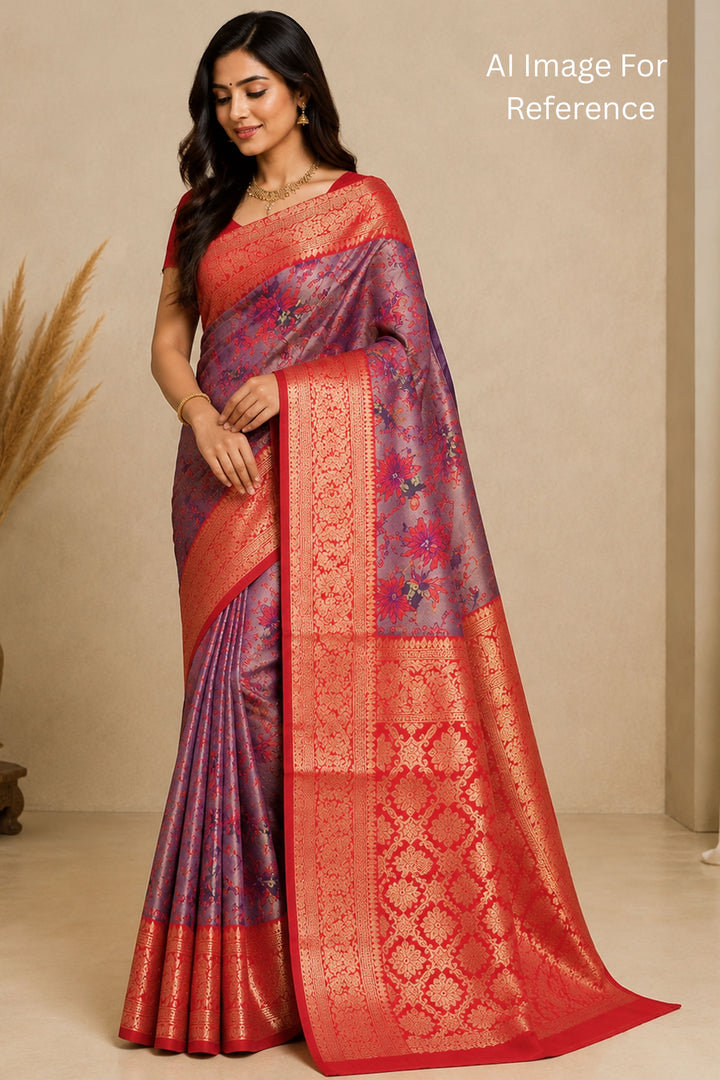 Purple Color Fantastic Art Silk Fabric Saree With Printed Work | Buy Online India