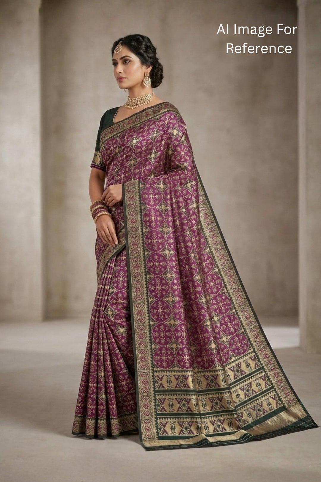Printed Work On Attractive Art Silk Fabric Saree In Purple Color