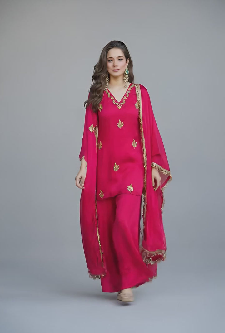Rani Color Art Silk Fabric Readymade Salwar Suit
