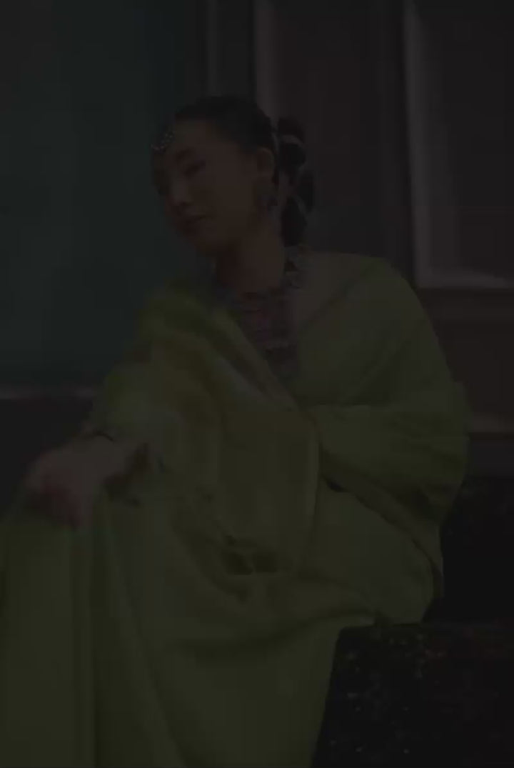 Munga Silk Handloom Weaving Saree In Green Color