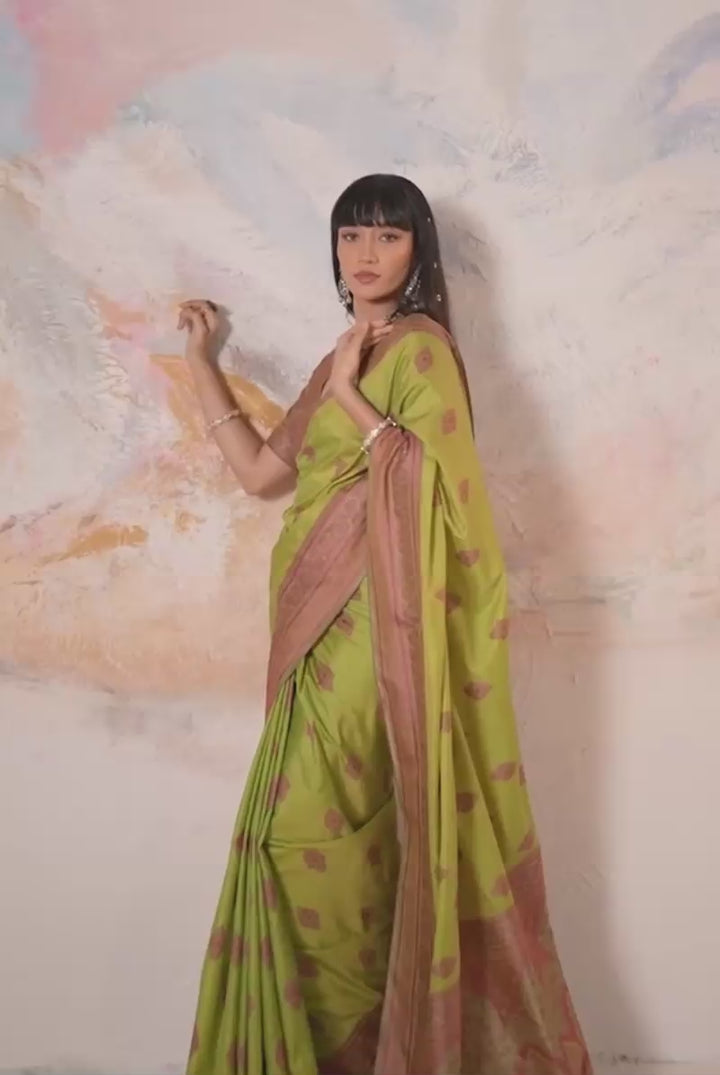Green Kanjivaram Style Weaving Function Wear Saree