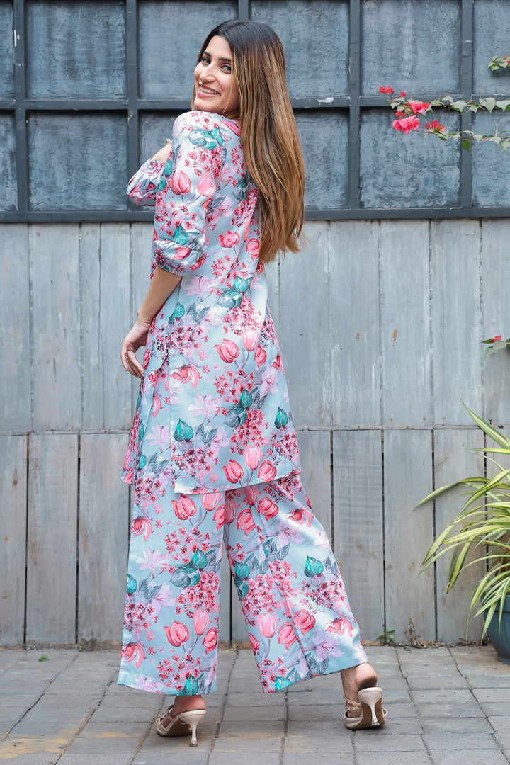 Cotton Fabric Casual Style Mesmeric Co-Ord Set In Grey Color | Buy Online India