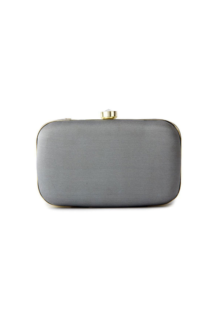 Charming Grey Color Fancy Fabric Embroidered Clutch | Buy Online India