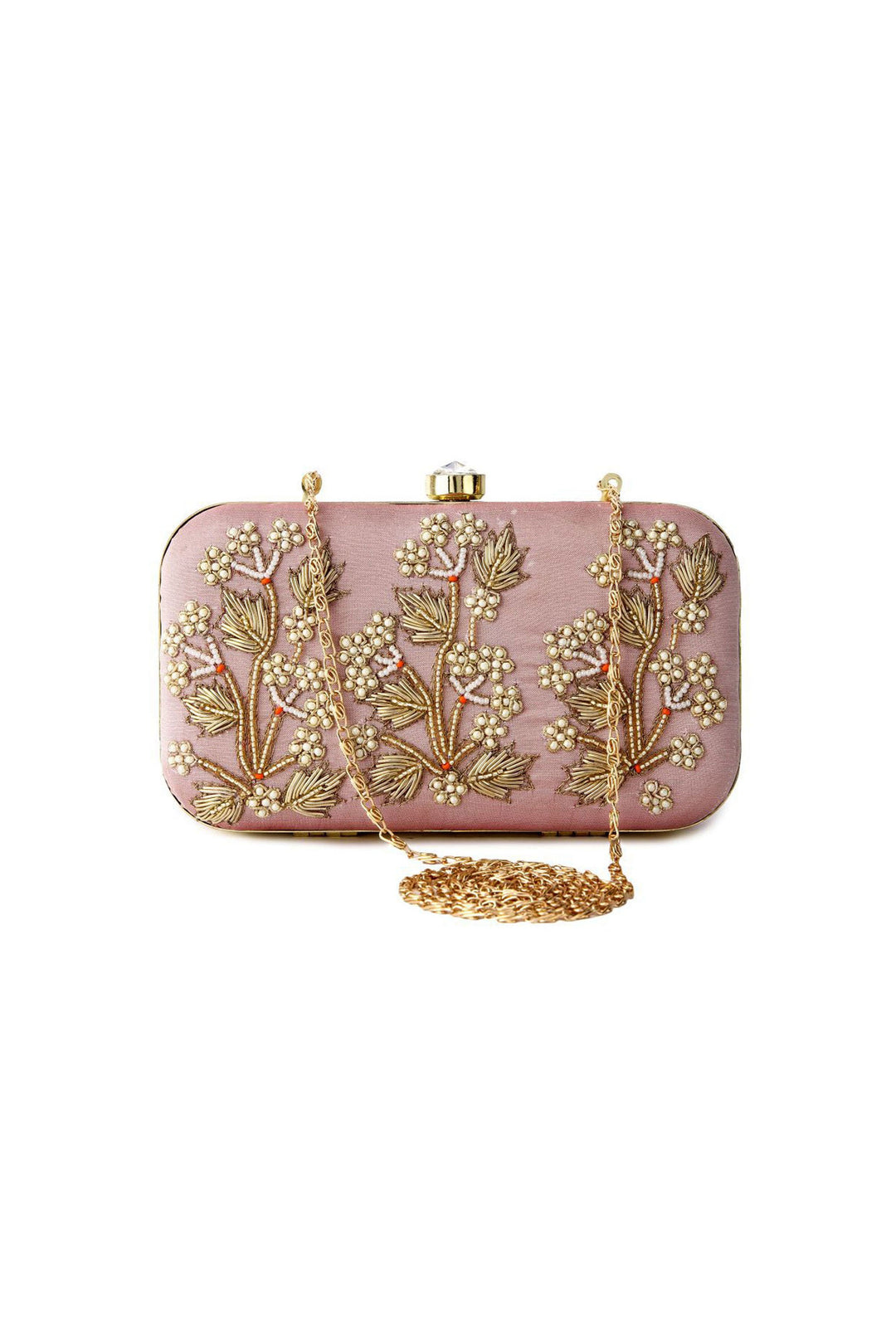 Incredible Fancy Fabric Embroidered Peach Clutch | Buy Online India