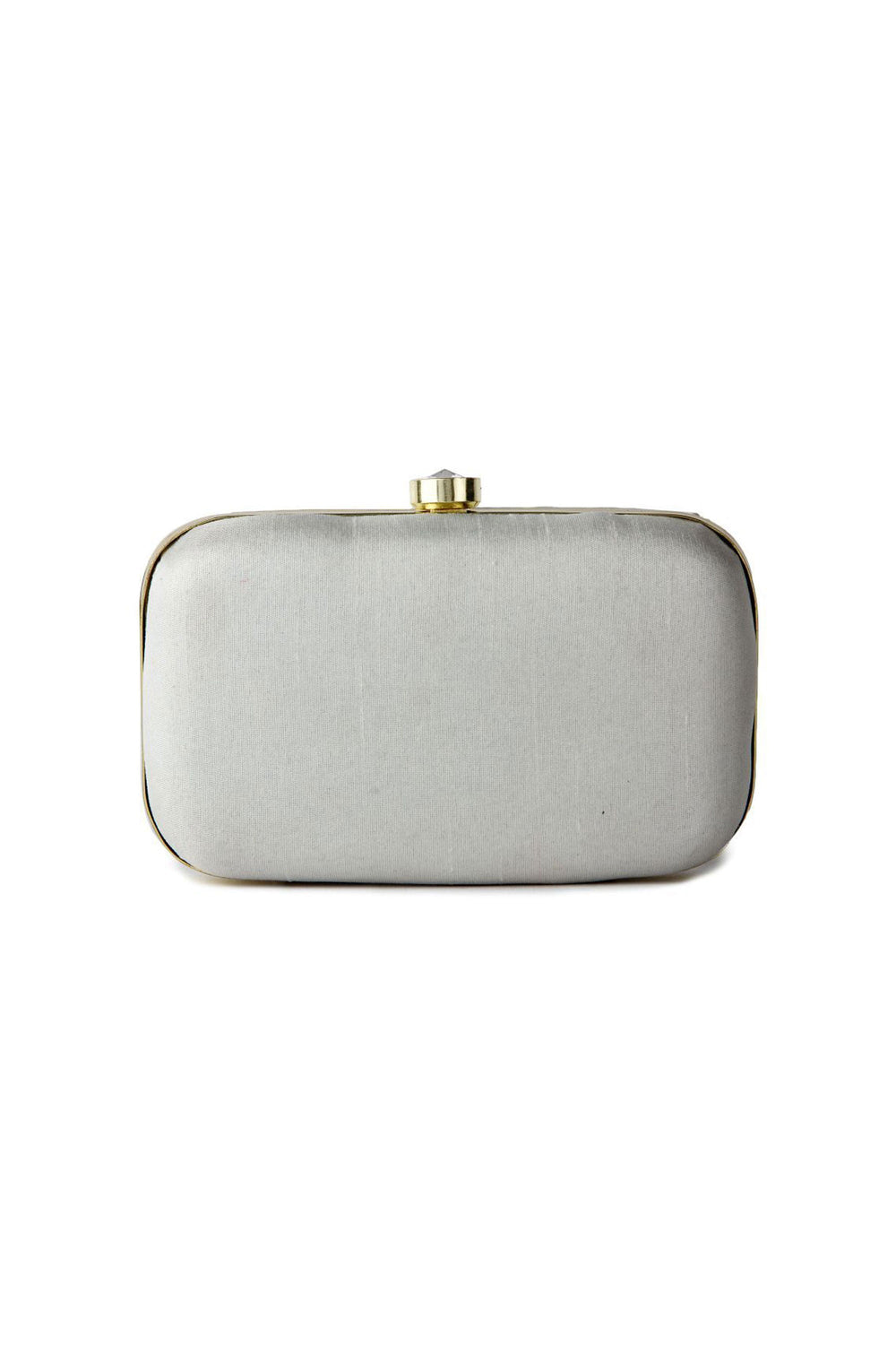 Delicate Fancy Fabric Embroidered Grey Color Clutch | Buy Online India