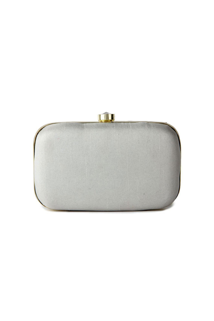 Delicate Fancy Fabric Embroidered Grey Color Clutch | Buy Online India