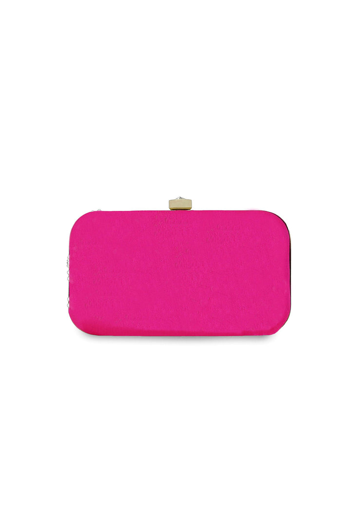 Classic Fancy Fabric Embroidered Clutch In Pink Color | Buy Online India
