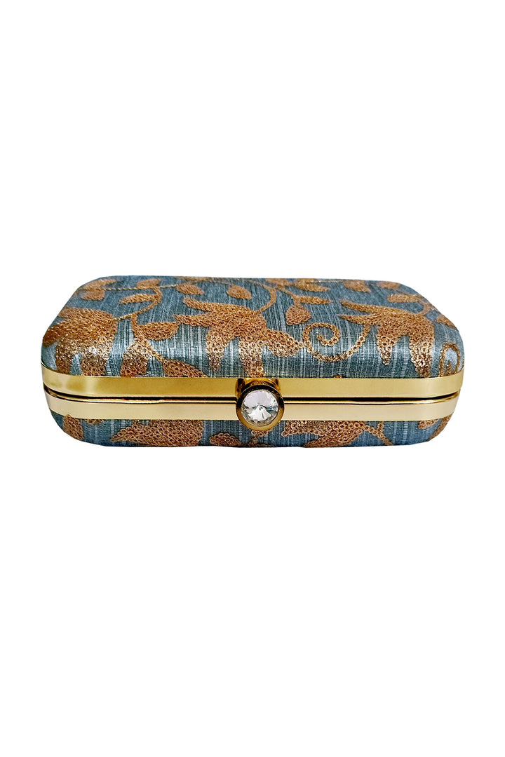 Mesmeric Light Cyan Color Party Style Clutch Purses In Fancy Fabric | Buy Online India