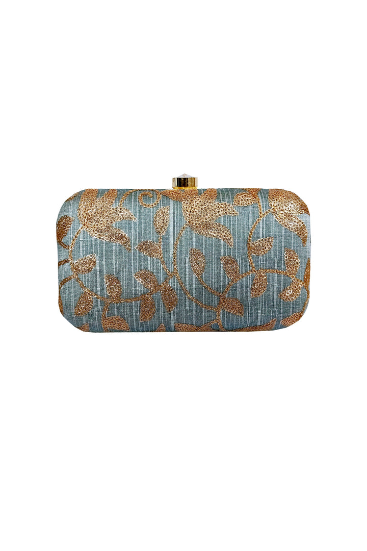 Mesmeric Light Cyan Color Party Style Clutch Purses In Fancy Fabric | Buy Online India