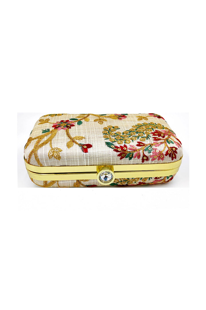 Beguiling Party Style White Color Fancy Fabric Clutch Purses | Buy Online India