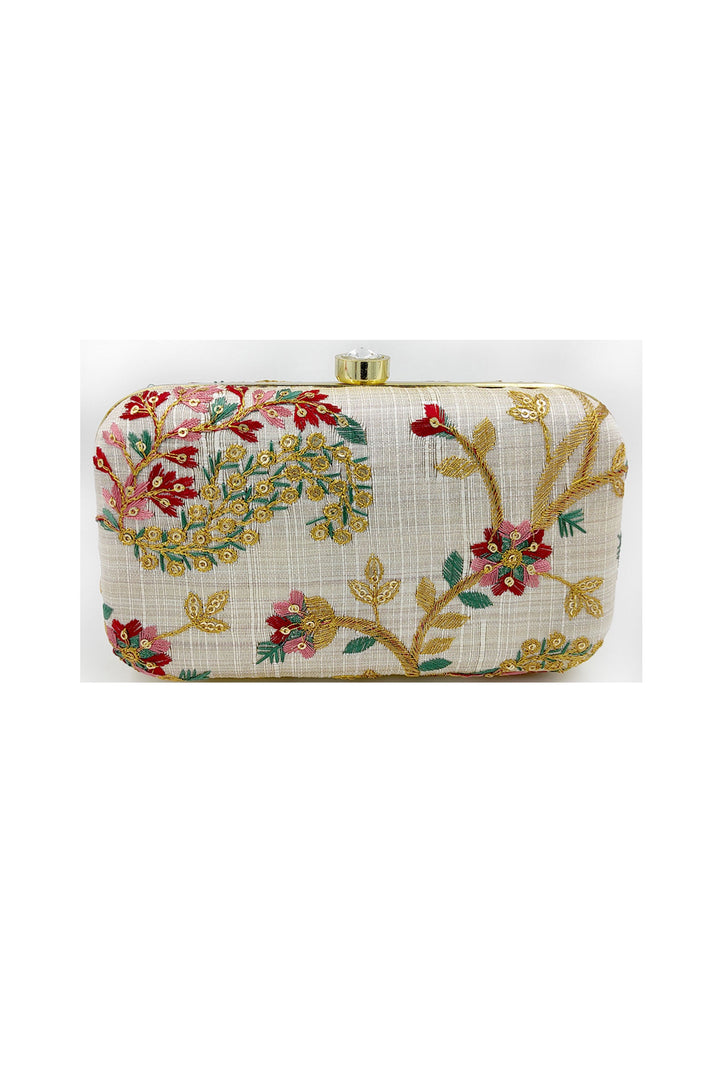 Beguiling Party Style White Color Fancy Fabric Clutch Purses | Buy Online India
