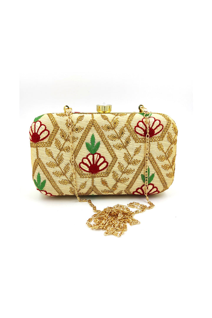 Tempting Fancy Fabric Cream Color Clutch Purses | Buy Online India