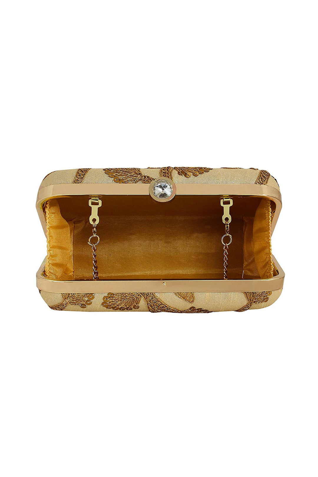 Solid Fancy Fabric Party Style Clutch Purses In Cream Color | Buy Online India
