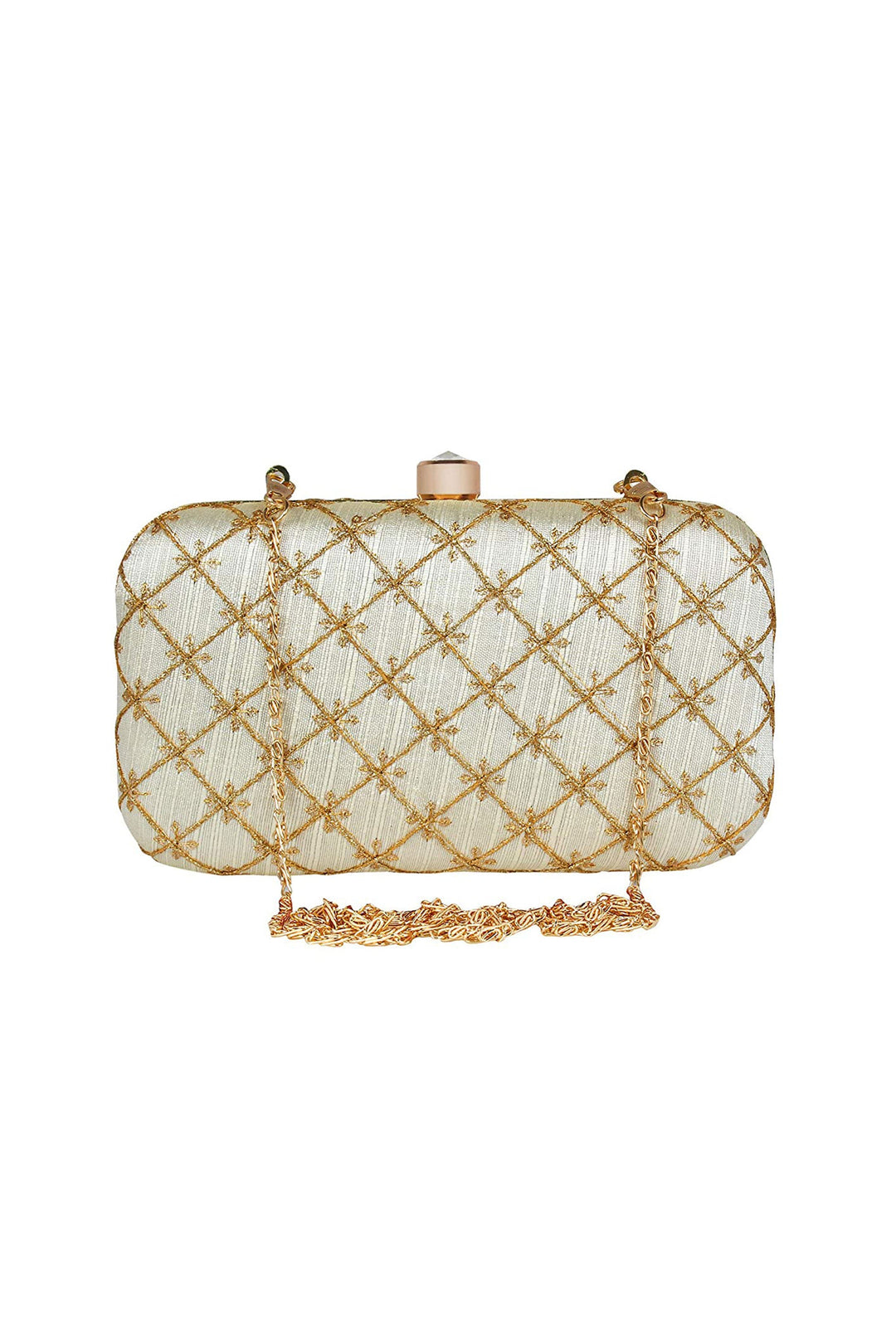 Party Style White Color Fancy Fabric Beauteous Clutch Purses | Buy Online India