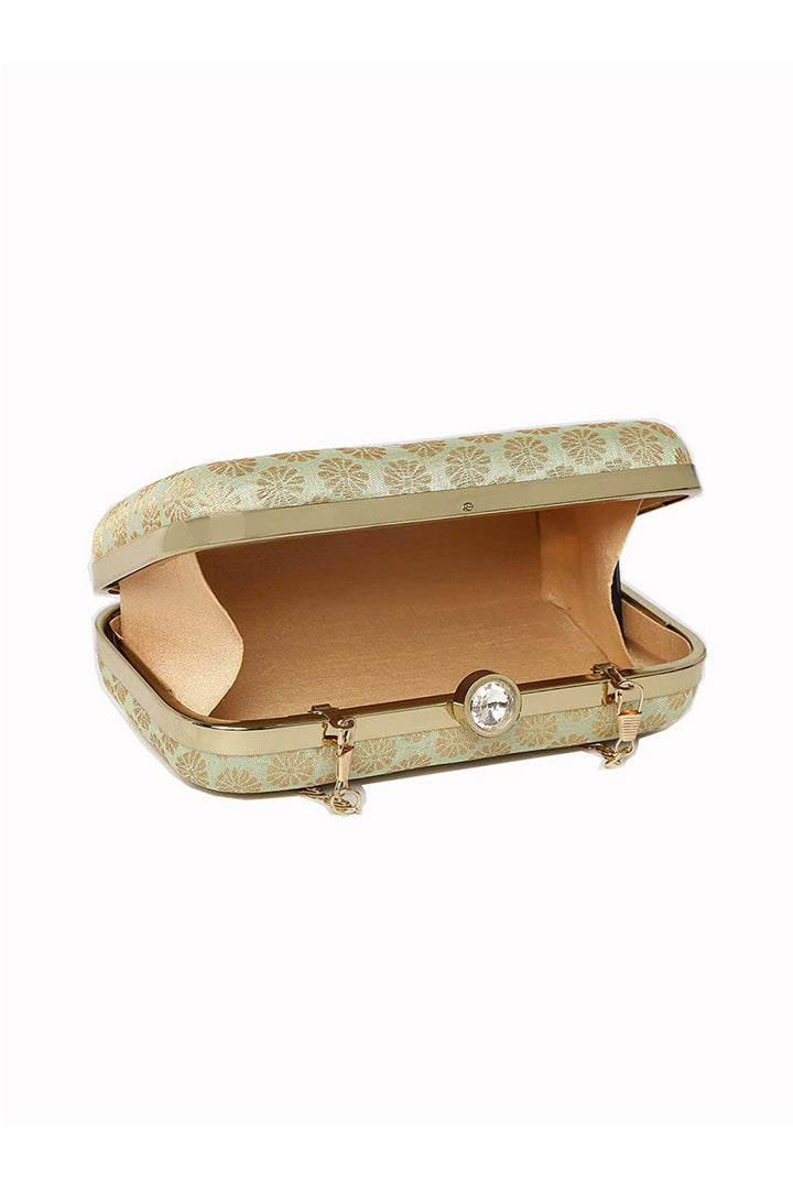 Tempting Fancy Fabric Sea Green Color Party Style Clutch | Buy Online India