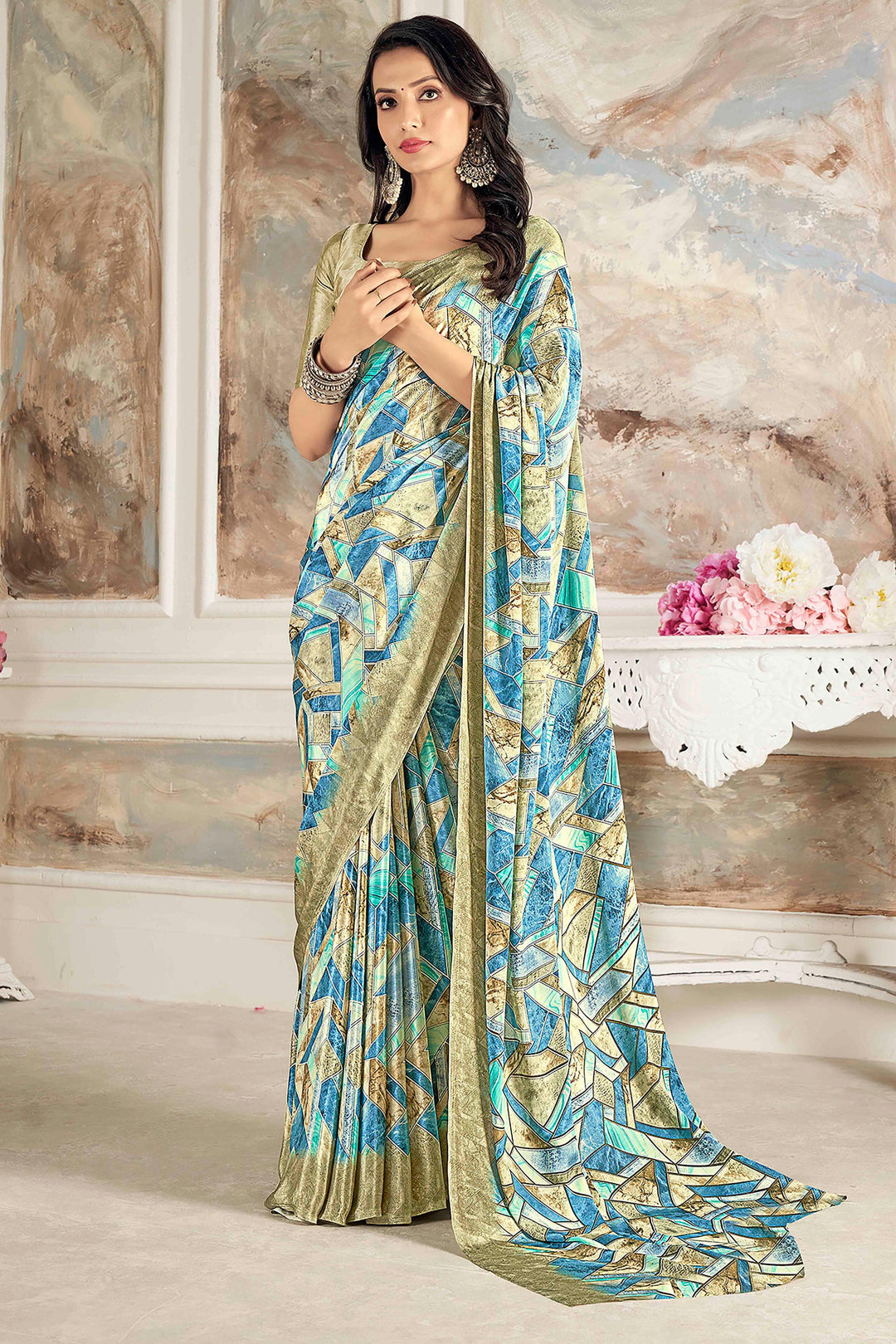 Printed Work On Crepe Silk Fabric Multi Color Gorgeous Saree | Buy Online India