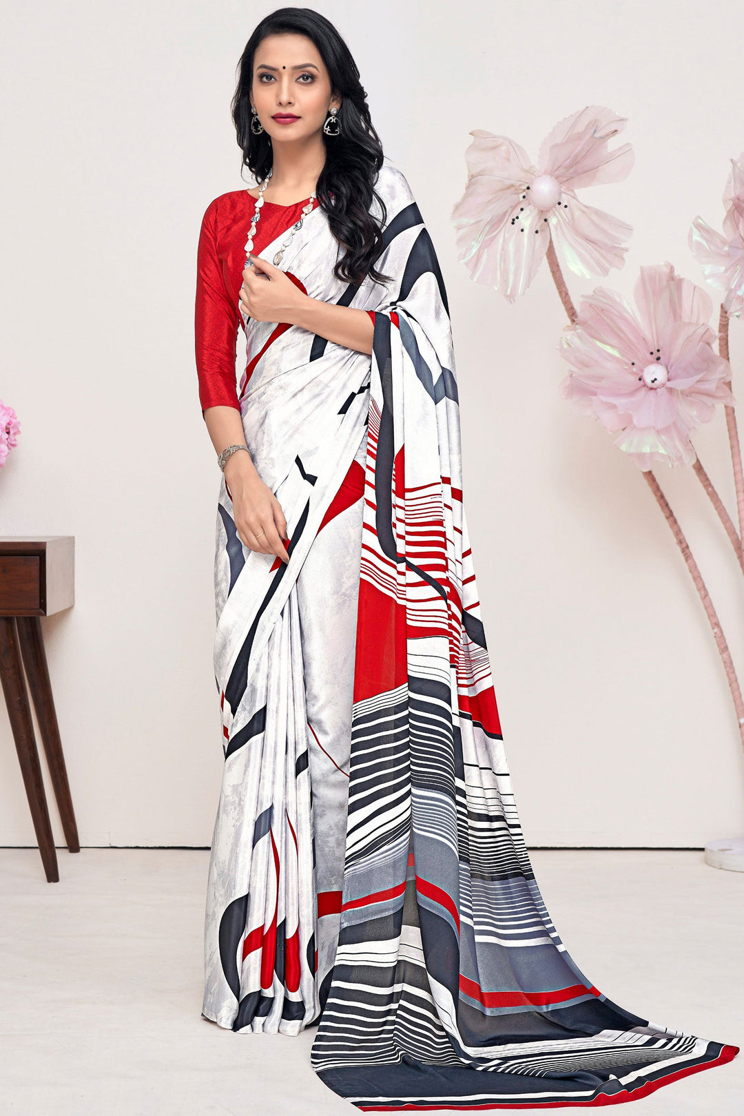 Multi Color Crepe Silk Fabric Coveted Printed Saree | Buy Online India