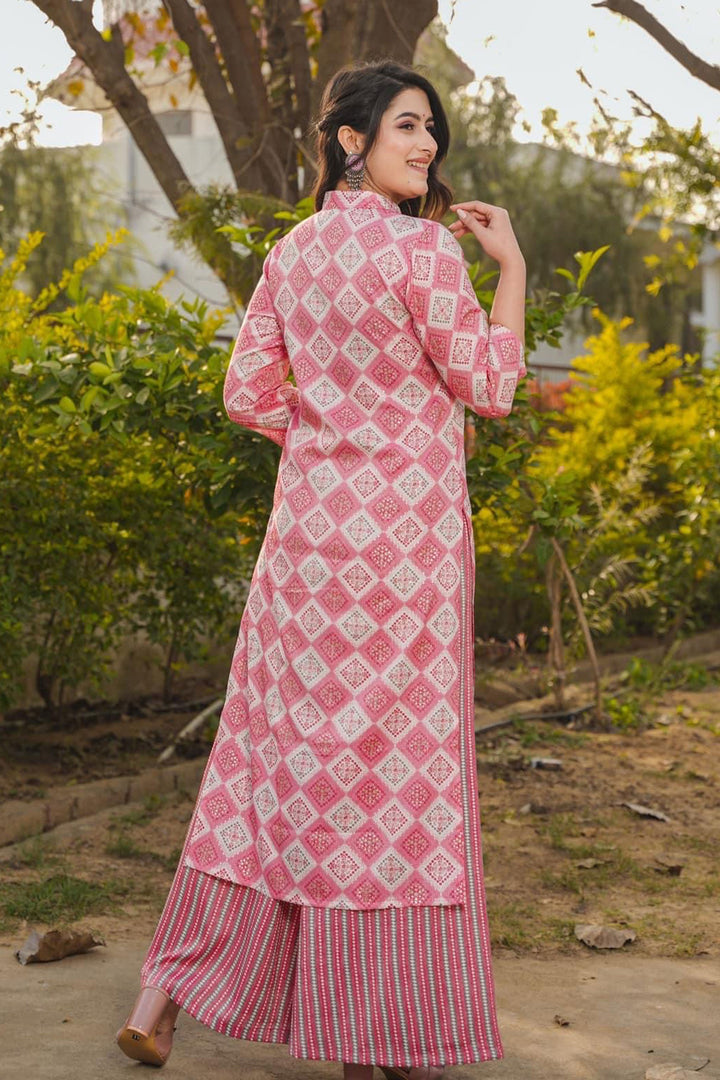 Pink Color Enthralling Digital Printed Work Kurti With Bottom In Rayon Fabric | Buy Online India