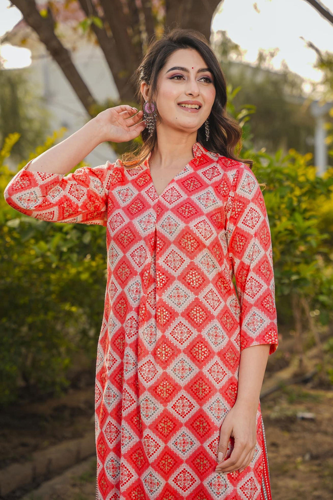 Rayon Fabric Red Color Pleasance Digital Printed Work Kurti With Bottom | Buy Online India