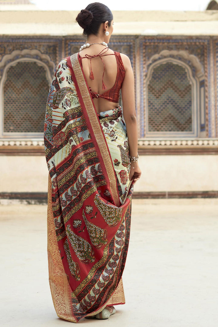 Multi Color Viscose Fabric Sangeet Wear Luminous Saree | Buy Online India