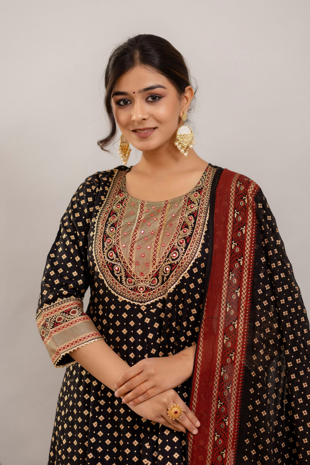 Elegant Black Color Rayon Readymade Salwar Suit with Printed Work | Buy Online India