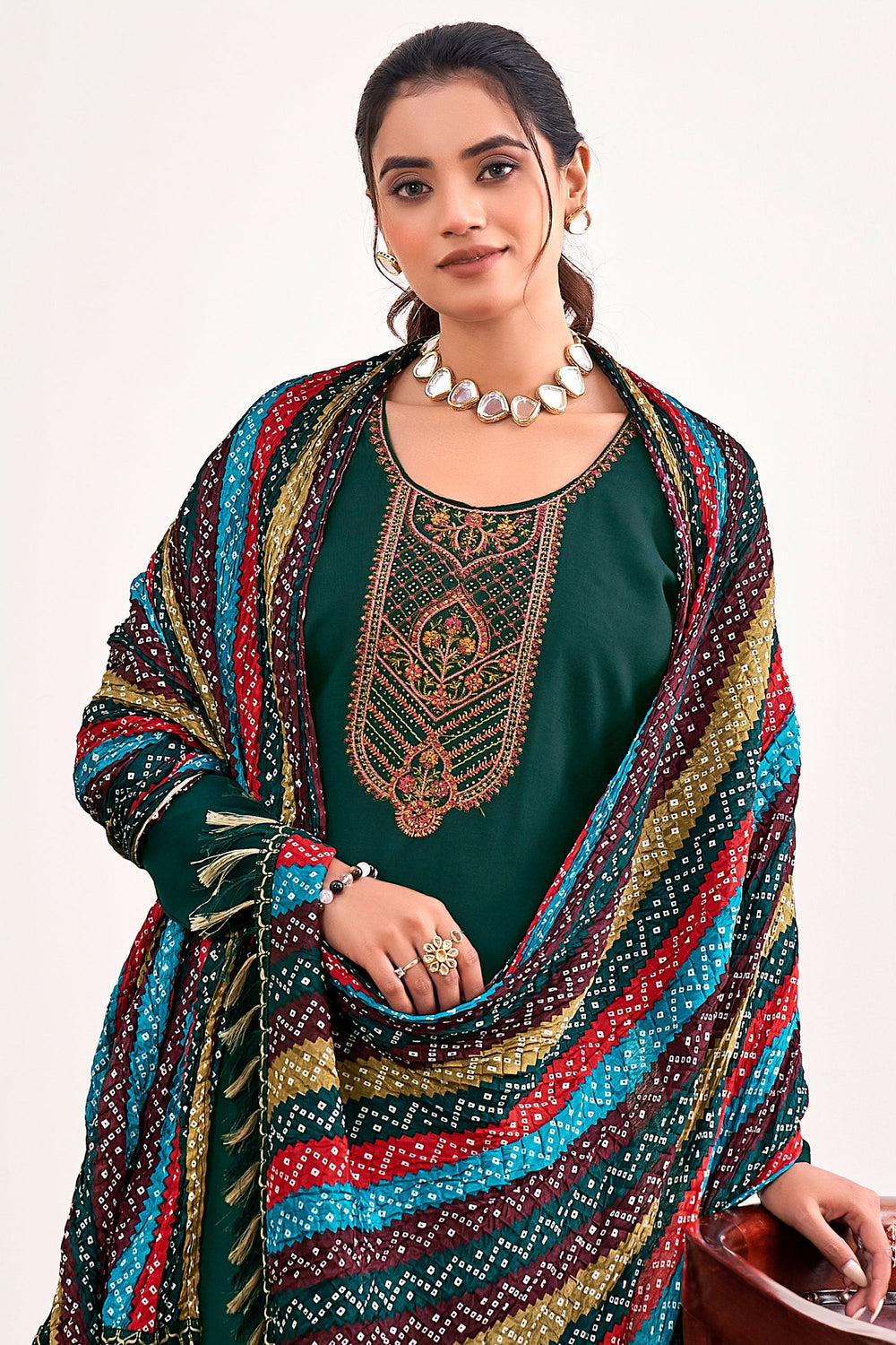Dark Green Color Rayon Fabric Casual Awesome Salwar Suit | Buy Online India