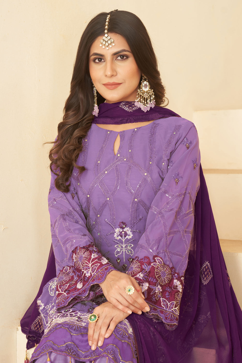 Alluring Georgette Fabric Lavender Color Festive Look Salwar Suit | Buy Online India