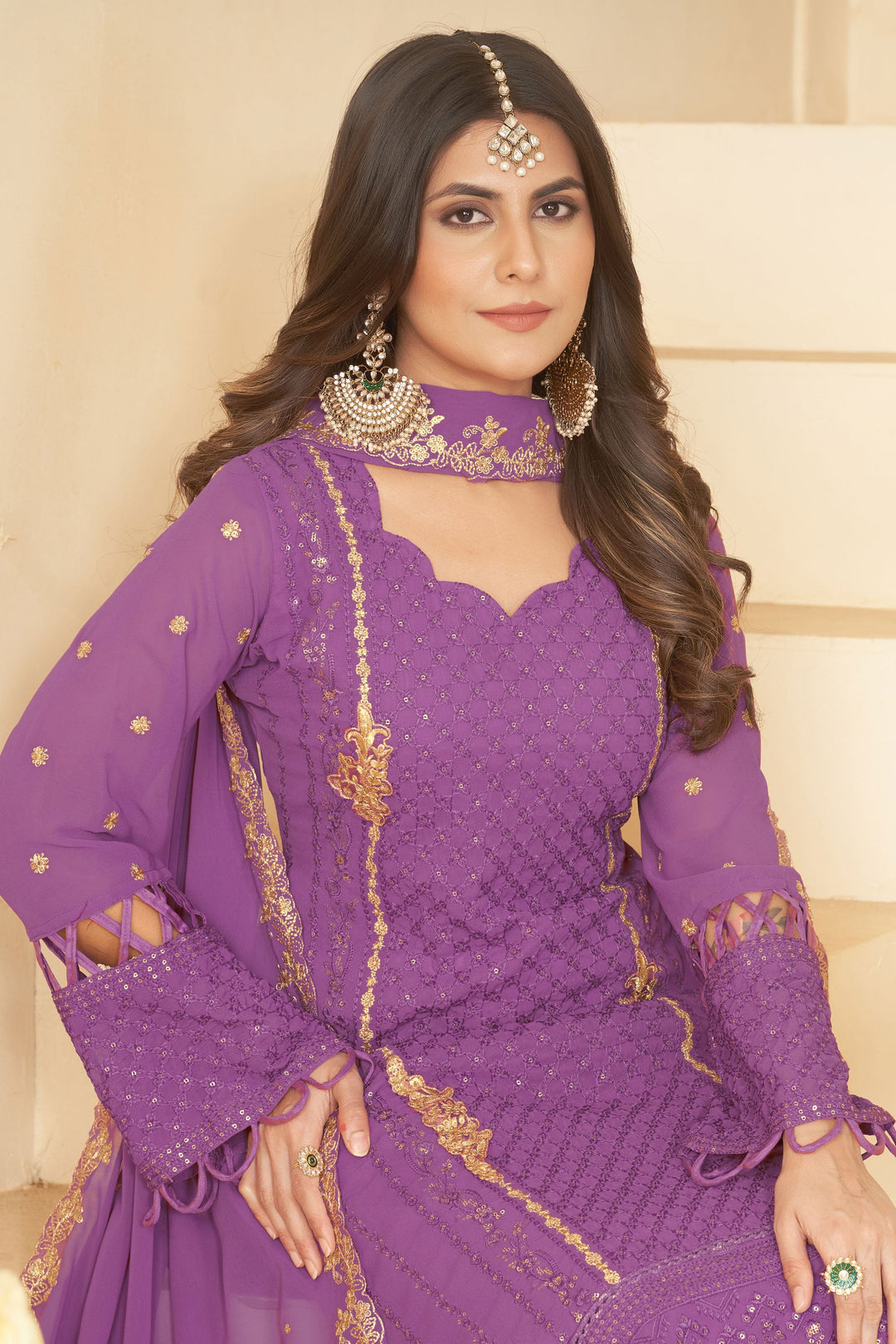 Pink Color Georgette Fabric Elegant Festive Look Salwar Suit | Buy Online India